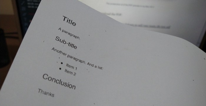 Example of the PDF sample printed